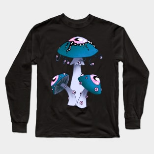 Dreamcore mushrooms with eyes: turquoise and rose Long Sleeve T-Shirt